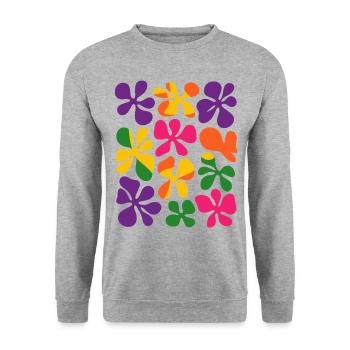 Matisse Inspired: Abstract Retro Floral Pattern - Unisex Sweatshirt - salt & pepper - Front - Alina (178cm) & Michal (187cm)