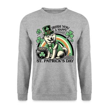 Joyeux chien de la Saint-Patrick - Sweat-shirt Unisexe - gris chiné - Devant - Alina (178cm) & Michal (187cm)