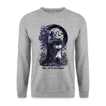 Faucheuse avec sablier – Le temps est notre véritable maître - Sweat-shirt Unisexe - gris chiné - Devant - Alina (178cm) & Michal (187cm)