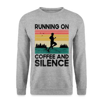 Courir sur le café et le silence Dictons pour - Sweat-shirt Unisexe - gris chiné - Devant - Alina (178cm) & Michal (187cm)