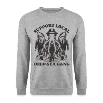 requin Octopus Lovers - Soutien Gang local des grands fonds marins - Sweat-shirt Unisexe - gris chiné - Devant - Alina (178cm) & Michal (187cm)