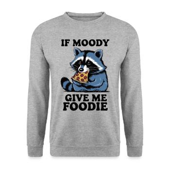 Hungry raccoon with pizza - Unisex Sweatshirt - salt & pepper - Front - Alina (178cm) & Michal (187cm)