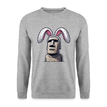 Easter island moai, Isla de Pascua easter island - Unisex Pullover - Weißgrau meliert - Vorne - Alina (178cm) & Michal (187cm)