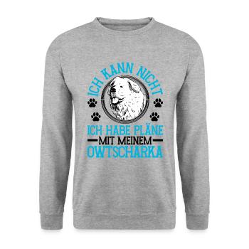 Ovcharka Plans with Caucasian Ovcharka - Unisex Sweatshirt - salt & pepper - Front - Alina (178cm) & Michal (187cm)