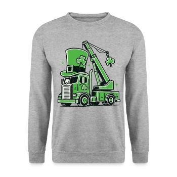 Drôle de grue de la Saint-Patrick Véhicule de construction - Sweat-shirt Unisexe - gris chiné - Devant - Alina (178cm) & Michal (187cm)