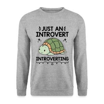 JUST AN INTROVERT INTROVERTING Sayings For - Unisex Sweatshirt - salt & pepper - Front - Alina (178cm) & Michal (187cm)