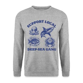 requin poisson Lovers - Soutien Gang local des grands fonds marins - Sweat-shirt Unisexe - gris chiné - Devant - Alina (178cm) & Michal (187cm)