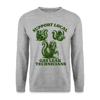 skunk Lovers - Support Local gas leak technicians - Unisex Sweatshirt - salt & pepper - Front - Alina (178cm) & Michal (187cm)