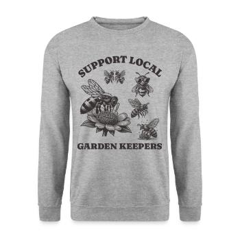 Amoureux des abeilles - Soutenez les jardiniers locaux - Sweat-shirt Unisexe - gris chiné - Devant - Alina (178cm) & Michal (187cm)