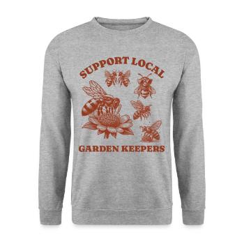 Amoureux des abeilles - Soutenez les jardiniers locaux - Sweat-shirt Unisexe - gris chiné - Devant - Alina (178cm) & Michal (187cm)