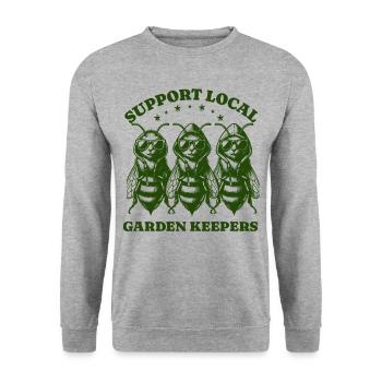 Amoureux des abeilles - Soutenez les jardiniers locaux - Sweat-shirt Unisexe - gris chiné - Devant - Alina (178cm) & Michal (187cm)