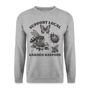 Amoureux des papillons d’abeille - Soutenir Jardin local - Sweat-shirt Unisexe - gris chiné - Devant - Alina (178cm) & Michal (187cm)
