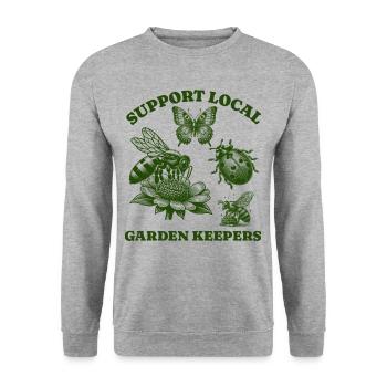 Amoureux des papillons d’abeille - Soutenir Jardin local - Sweat-shirt Unisexe - gris chiné - Devant - Alina (178cm) & Michal (187cm)