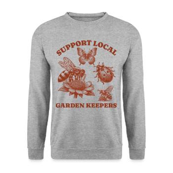Amoureux des papillons d’abeille - Soutenir Jardin local - Sweat-shirt Unisexe - gris chiné - Devant - Alina (178cm) & Michal (187cm)