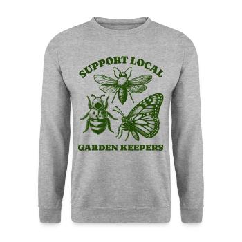 Amoureux des papillons d’abeille - Soutenir Jardin local - Sweat-shirt Unisexe - gris chiné - Devant - Alina (178cm) & Michal (187cm)