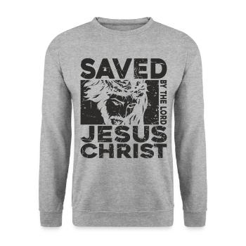 Sauvés par le Seigneur Jésus-Christ - Sweat-shirt Unisexe - gris chiné - Devant - Alina (178cm) & Michal (187cm)
