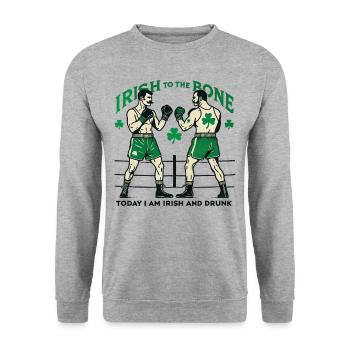 St. Patrick's Day Irish to the Bone - Unisex Sweatshirt - salt & pepper - Front - Alina (178cm) & Michal (187cm)
