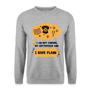 Je ne viens pas mon rottweiler et j’ai des projets - Sweat-shirt Unisexe - gris chiné - Devant - Alina (178cm) & Michal (187cm)