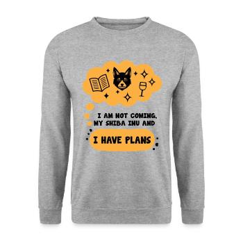 I Am Not Coming My Shiba Inu And I Have Plans - Unisex Sweatshirt - salt & pepper - Front - Alina (178cm) & Michal (187cm)