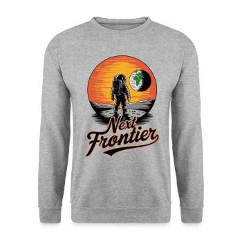 Space - Moon View - The - Unisex Sweatshirt - salt & pepper - Front - Alina (178cm) & Michal (187cm)