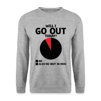 Werde ich heute ausgehen Sprüche für Introvertierte - Unisex Pullover - Weißgrau meliert - Vorne - Alina (178cm) & Michal (187cm)