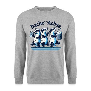 Dachse Auf Achse Party Spaß Freunde - Unisex Pullover - Weißgrau meliert - Vorne - Alina (178cm) & Michal (187cm)