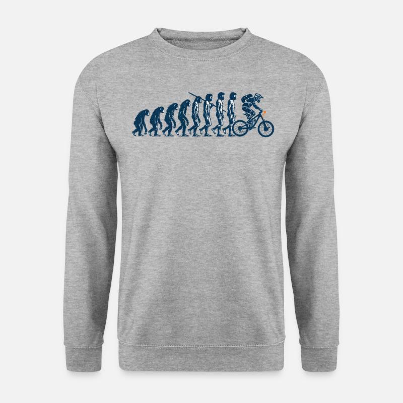Evolution Vom Affen Zum Fahrradfahrer - Unisex Pullover - Weißgrau meliert