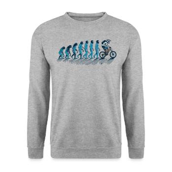 Evolution Mensch Zum Fahrradfahrer - Unisex Pullover - Weißgrau meliert - Vorne - Alina (178cm) & Michal (187cm)