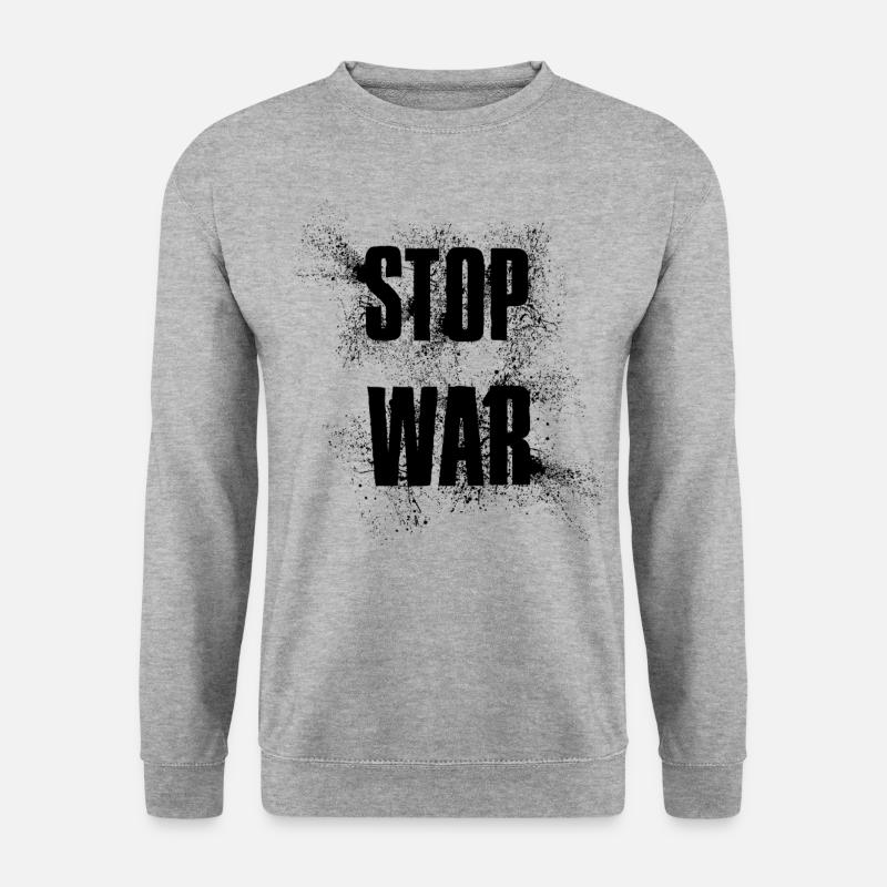 STOP WAR – NO WAR - PEACE - Unisex Pullover - Weißgrau meliert