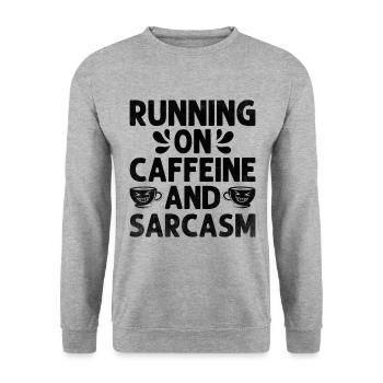 Courir à la caféine et au sarcasme Sarcasme Sarcastique - Sweat-shirt Unisexe - gris chiné - Devant - Alina (178cm) & Michal (187cm)