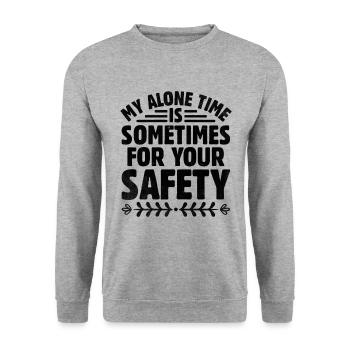 Mon temps seul est parfois pour votre sécurité Sarcasme - Sweat-shirt Unisexe - gris chiné - Devant - Alina (178cm) & Michal (187cm)