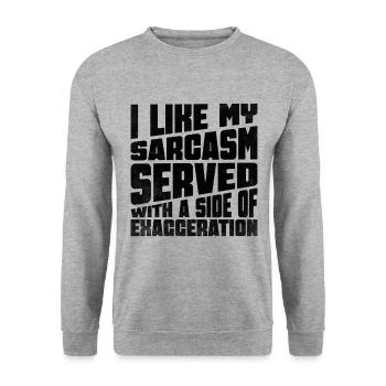 Ich mag meinen Sarkasmus mit einer Beilage von - Unisex Pullover - Weißgrau meliert - Vorne - Alina (178cm) & Michal (187cm)