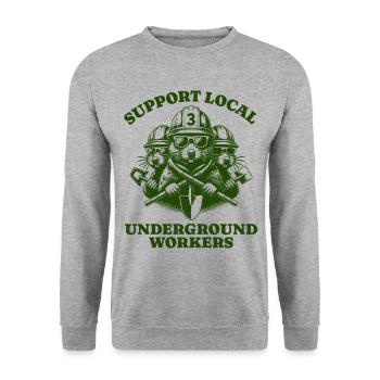 Support Local Underground Workers Lustiges Mole - Unisex Pullover - Weißgrau meliert - Vorne - Alina (178cm) & Michal (187cm)