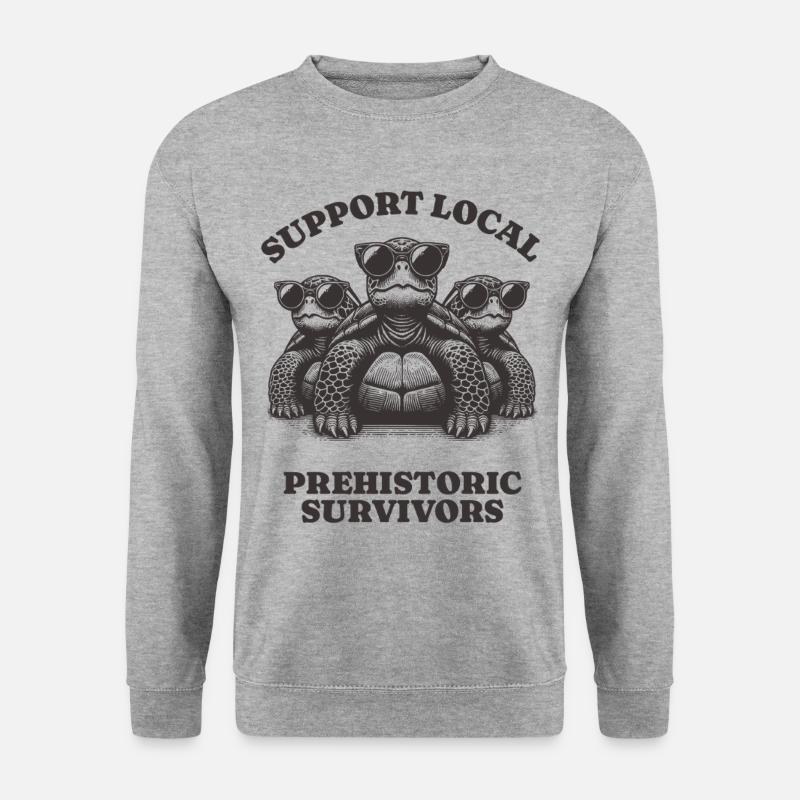 Support Local Prehistoric Survivors Turtle - Unisex Pullover - Weißgrau meliert