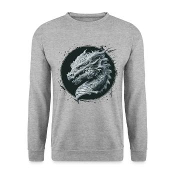 Puissant dragon dans le cercle d’ombre - Sweat-shirt Unisexe - gris chiné - Devant - Alina (178cm) & Michal (187cm)