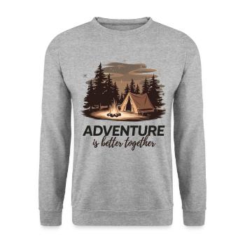 T-shirt feu de camp Camping Together - Sweat-shirt Unisexe - gris chiné - Devant - Alina (178cm) & Michal (187cm)