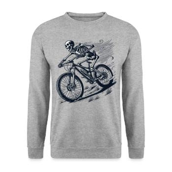 VTT Vélo Skeleton Adventure Retro - Sweat-shirt Unisexe - gris chiné - Devant - Alina (178cm) & Michal (187cm)