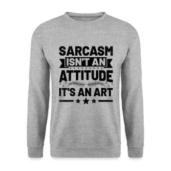 Sarkasmus ist keine Einstellung, es ist eine Kunst Sarkasmus - Unisex Pullover - Weißgrau meliert - Vorne - Alina (178cm) & Michal (187cm)