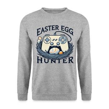 Easter Egg Jäger Gaming Controller Kunst - Unisex Pullover - Weißgrau meliert - Vorne - Alina (178cm) & Michal (187cm)