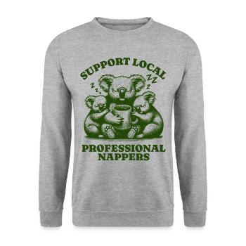 Soutenez les siestes professionnelles locales Funny Koala - Sweat-shirt Unisexe - gris chiné - Devant - Alina (178cm) & Michal (187cm)