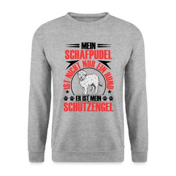Schafpudel ist mein Schutzengel Hütepudel - Unisex Pullover - Weißgrau meliert - Vorne - Alina (178cm) & Michal (187cm)