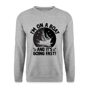 Je suis sur un bateau et il va vite Pédalo - Sweat-shirt Unisexe - gris chiné - Devant - Alina (178cm) & Michal (187cm)
