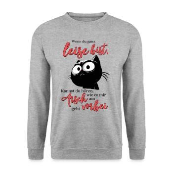 Wenn Du leiste bis Am Arsch vorbei Schwarze Katze - Unisex Pullover - Weißgrau meliert - Vorne - Alina (178cm) & Michal (187cm)