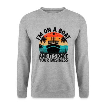 Ich bin auf einem Boot und es ist Knoten Ihr Geschäftspaddel - Unisex Pullover - Weißgrau meliert - Vorne - Alina (178cm) & Michal (187cm)
