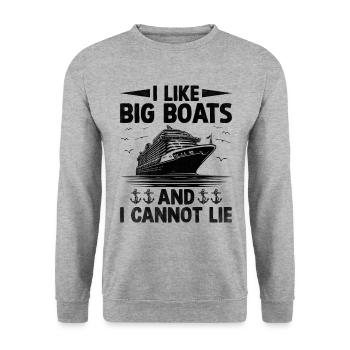 Ich mag große Boote und kann nicht liegen Paddelboot - Unisex Pullover - Weißgrau meliert - Vorne - Alina (178cm) & Michal (187cm)