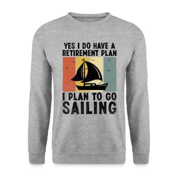 Ja, ich habe einen Altersvorsorgeplan Tretboot - Unisex Pullover - Weißgrau meliert - Vorne - Alina (178cm) & Michal (187cm)