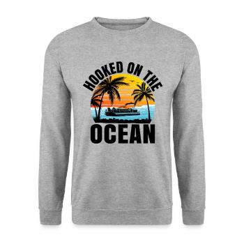 Süchtig nach dem Ozean-Paddelboot - Unisex Pullover - Weißgrau meliert - Vorne - Alina (178cm) & Michal (187cm)