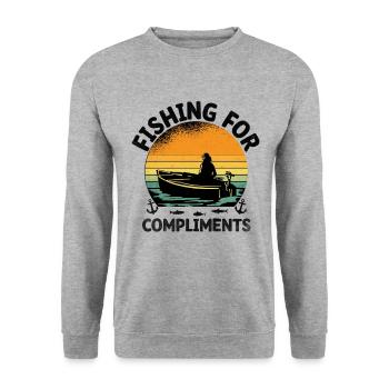 Fishing For Compliments Paddle Boat - Unisex Sweatshirt - salt & pepper - Front - Alina (178cm) & Michal (187cm)