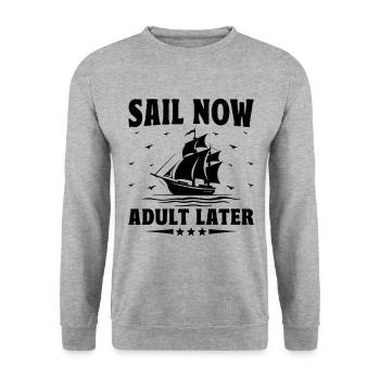 Segeln Sie jetzt Erwachsener Später Paddelboot - Unisex Pullover - Weißgrau meliert - Vorne - Alina (178cm) & Michal (187cm)