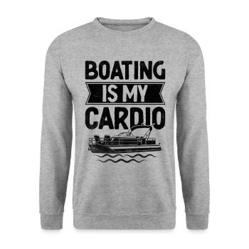 Bootfahren ist mein Cardio-Paddelboot - Unisex Pullover - Weißgrau meliert - Vorne - Alina (178cm) & Michal (187cm)